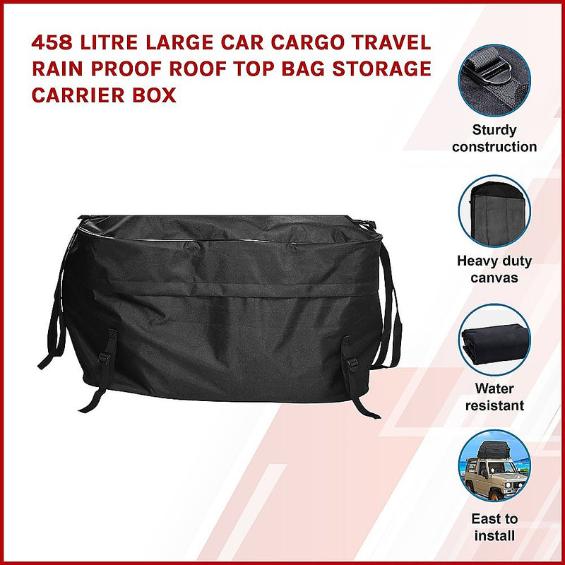 458 Litre Large Car Cargo Travel Rain Proof Roof Top Bag Storage Carrier Box - Outbackers