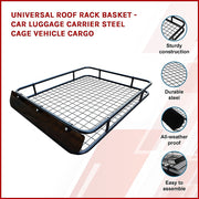 Universal Roof Rack Basket - Car Luggage Carrier Steel Cage Vehicle Cargo - Outbackers