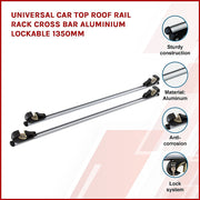 Universal Car Top Roof Rail Rack Cross Bar Aluminium Lockable 1350MM - Outbackers