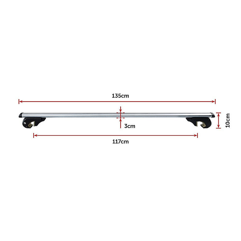Universal Car Top Roof Rail Rack Cross Bar Aluminium Lockable 1350MM - Outbackers