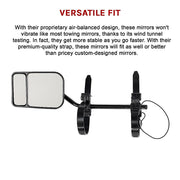 2x Towing Mirrors Pair Clip on Multi Fit Clamp On Towing Caravan 4X4 Trailer - Outbackers