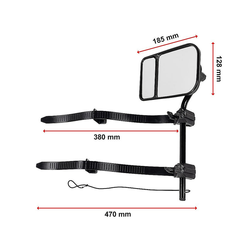 2x Towing Mirrors Pair Clip on Multi Fit Clamp On Towing Caravan 4X4 Trailer - Outbackers