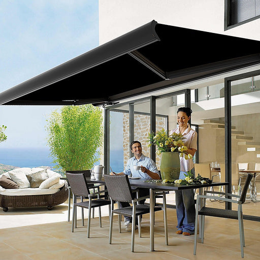 5.0m x 3.0m Retractable Folding Arm Awning Heavy Duty Full Cassette Motorised - Outbackers