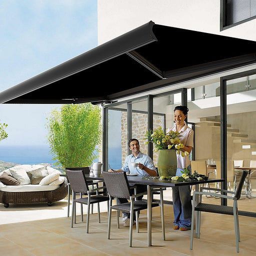 5.5m x 3.0m Retractable Folding Arm Awning Heavy Duty Full Cassette Motorised - Outbackers