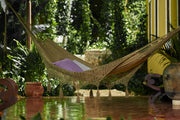 Outdoor undercover cotton Mayan Legacy hammock with hand crocheted tassels Queen Size Cedar - Outbackers