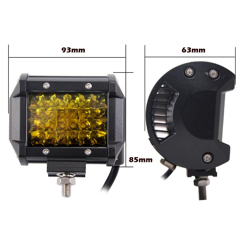 2x 4 inch Spot LED Work Light Bar Philips Quad Row 4WD Fog Amber Reverse Driving - Outbackers