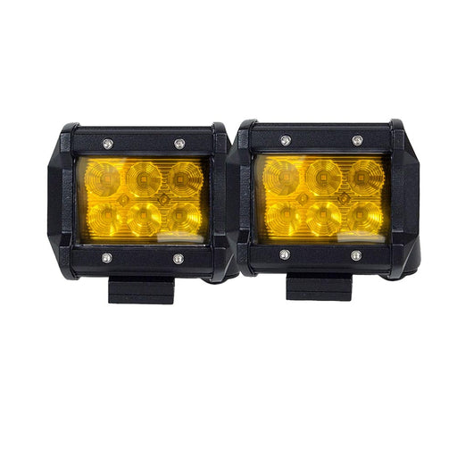 2x 4inch Flood LED Light Bar Offroad Boat Work Driving Fog Lamp Truck Yellow - Outbackers