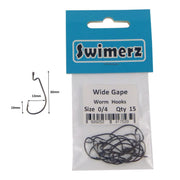 Swimerz 0/4 Wide Gape Worm Hook 15 Pack - Outbackers