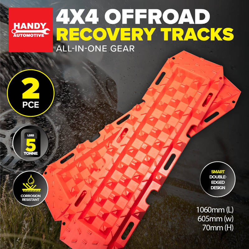 Handy Automotive 2PCE Recovery Tracks Double Edged Design Mud Sand 5 Ton Load - Outbackers