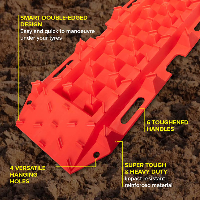 Handy Automotive 2PCE Recovery Tracks Double Edged Design Mud Sand 5 Ton Load - Outbackers